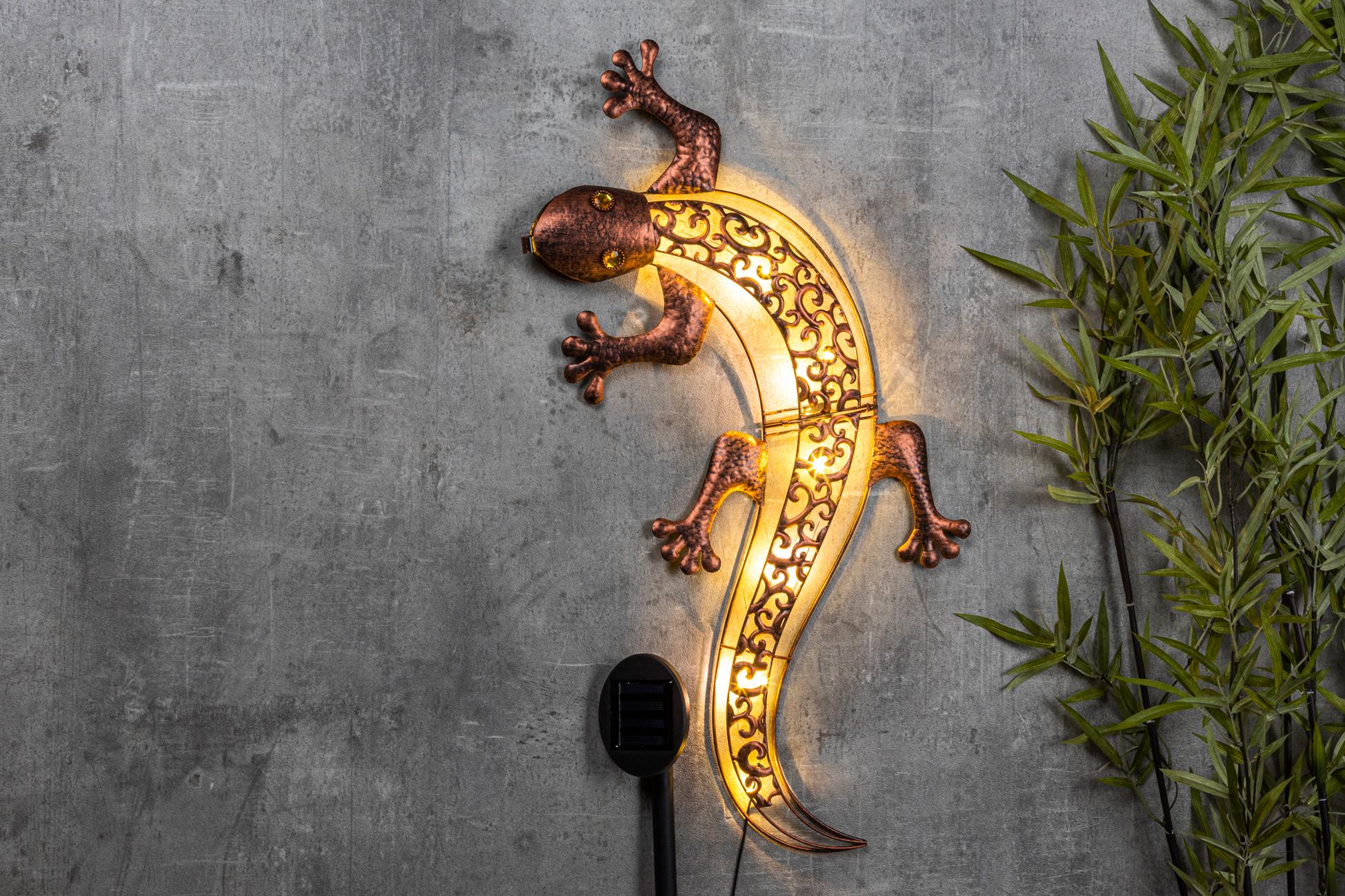 Solar wandlamp gekko  (69 x 36 x 3 cm)