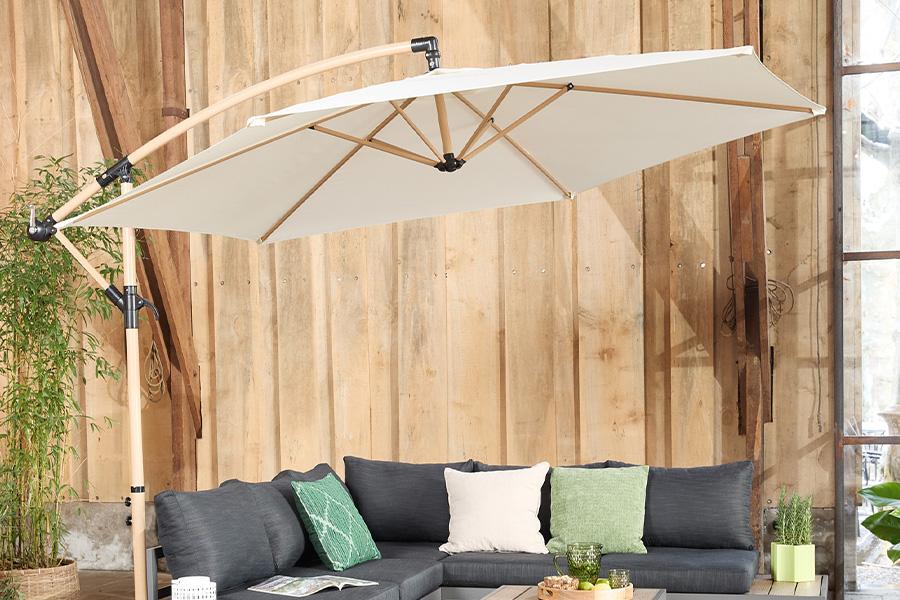 Zweefparasol van 3 meter incl. hoes (crème)