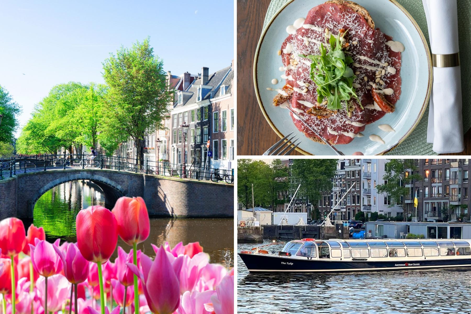 Rondvaart door Amsterdam (75 min) + 3-gangen lunch bij Restaurant  SmaaQt